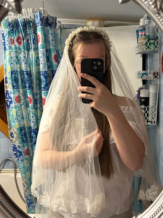 Voal lung 1.60-1.70 metri dublu broderie