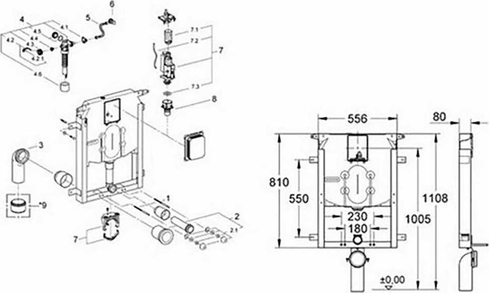 Modul GROHE pentru WC suspendat cu rezervor de 80 mm,