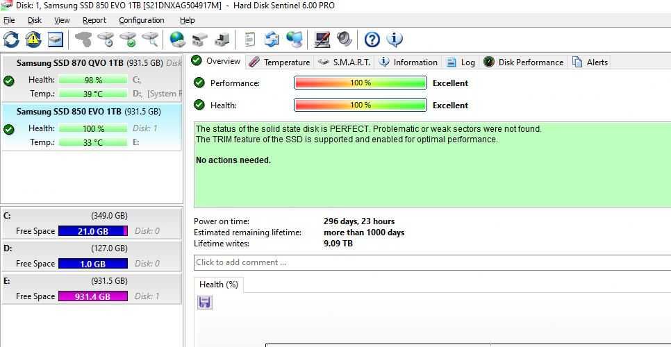 1Tb SAMSUNG  2.5" EVO 850 sata 3  - 100% Viata