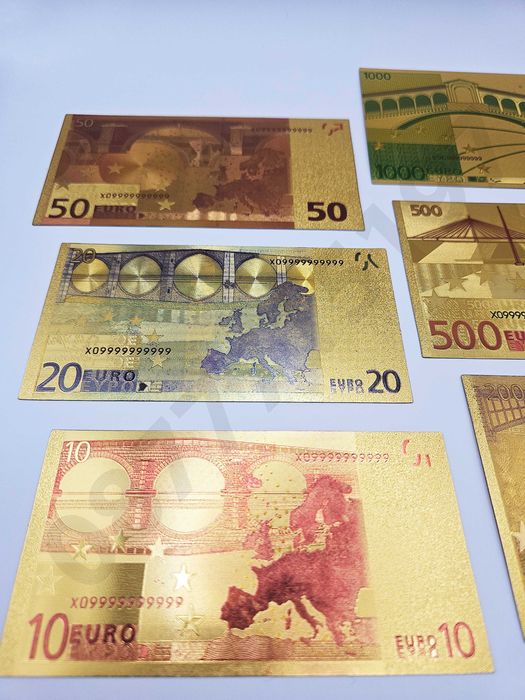 Лот 8бр златни банкноти/златна банкнота + сертификат - ЕВРО EURO