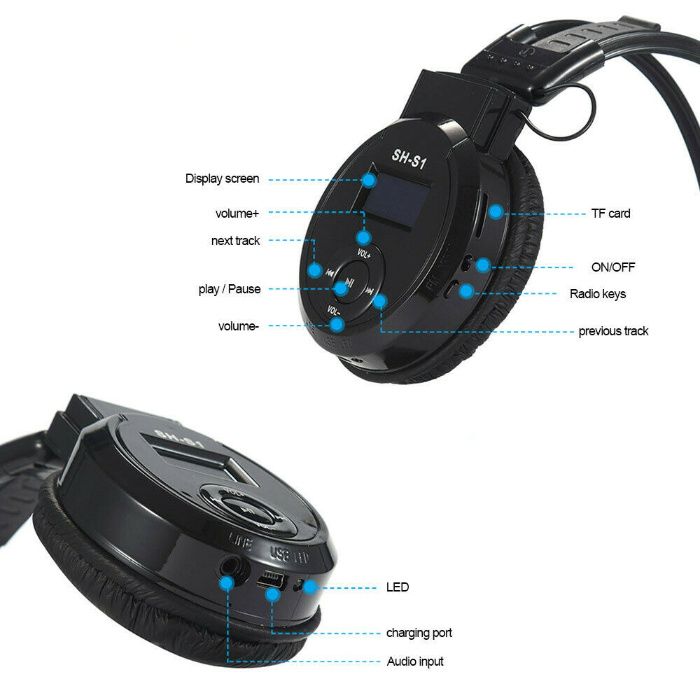 Casti FM microfon MP3 player anulare zgomot comutare melodie volum Noi