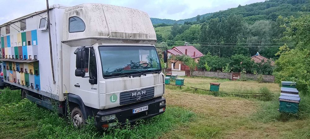 Camion apicol MAN LE 180 C  (omologat, ITP) cu 65 familii albine, instalatie solara  (capacitate max 80 stupi) complet utilat