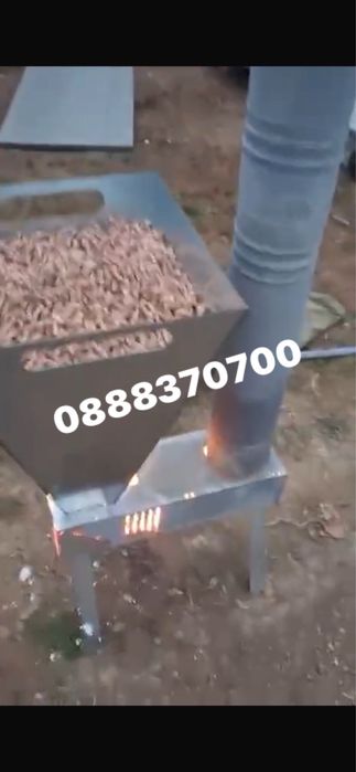 Ракетна Пелетна Печка за Оранжерия Склад Сервиз Индустрия