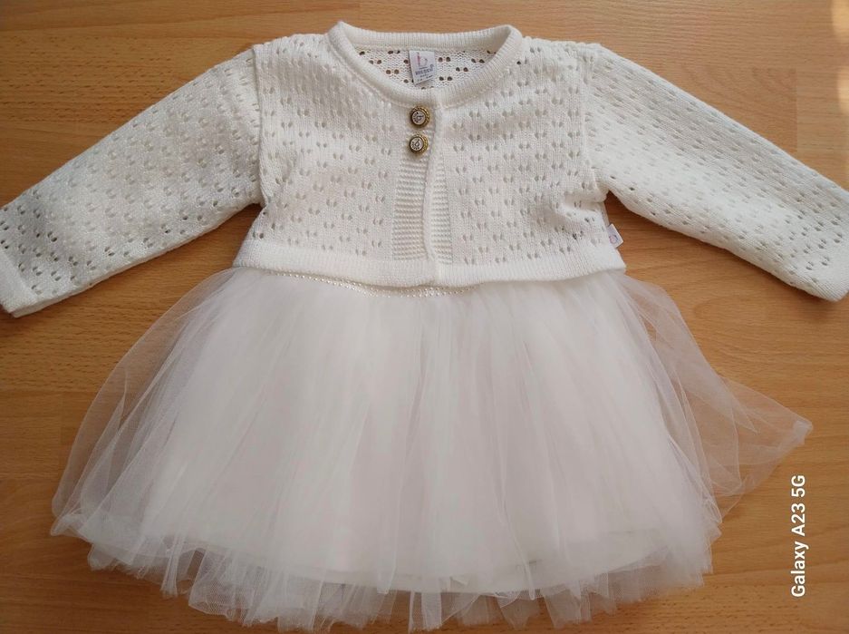 Бебешка бяла рокля с тюл