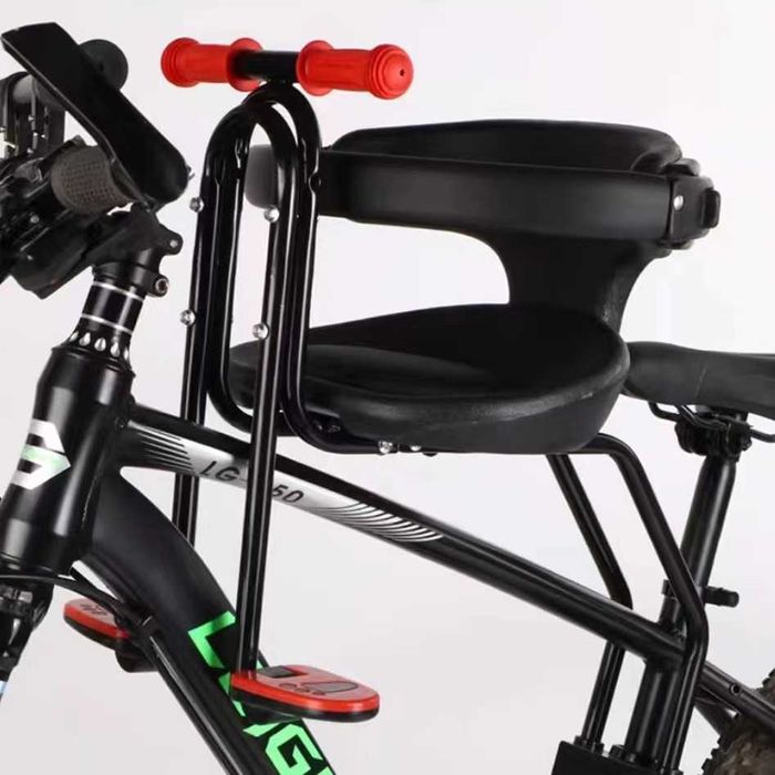 Scaun copil bicicleta, cu montaj pe cadru, cu toate accesoriile, negru