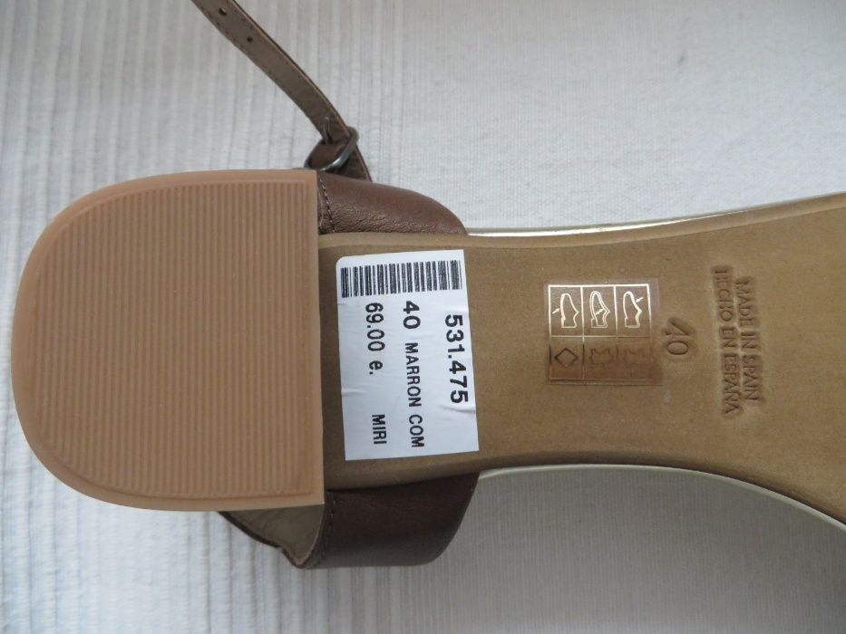 Нови испански сандали естествена кожа, 40, кафяво-злато-леопард