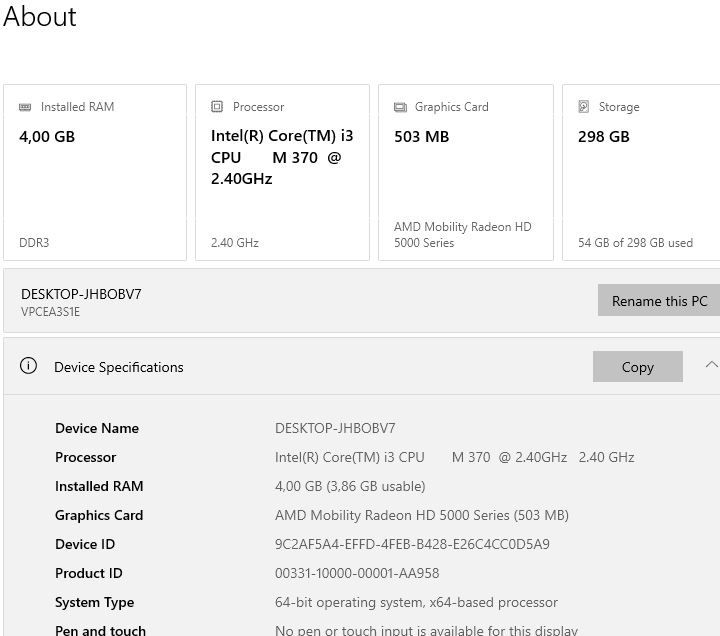 Laptop Sony Vaio i3 370M 2,4Ghz, 4GB, 320GB, Radeon HD 5400 512MB, W10