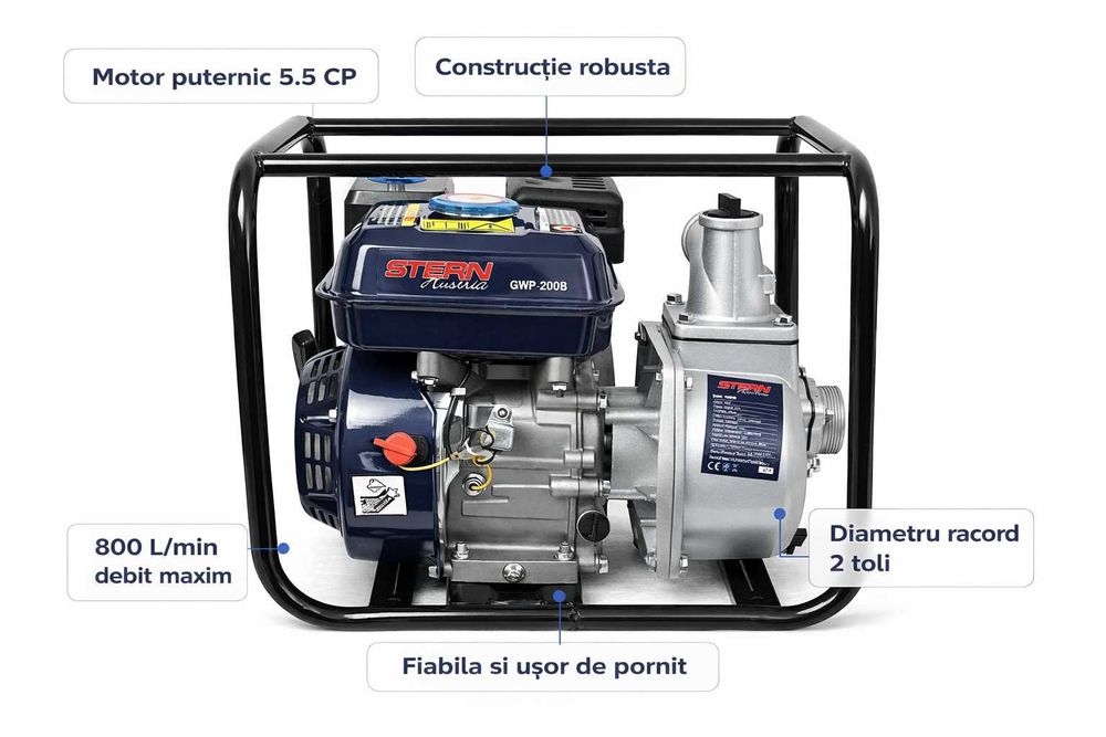 Pompa irigatii 2 toli 5.5CP benzina Stern GWP-200B