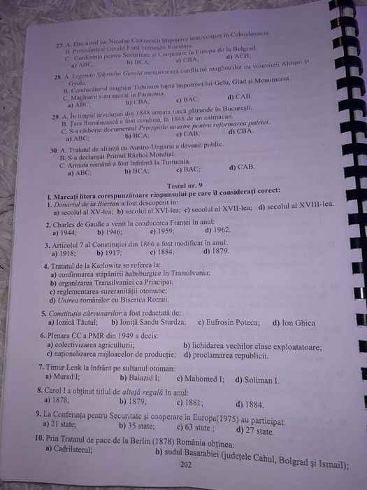 Culegere la istorie pentru Academia de politie / scolile M.A.I