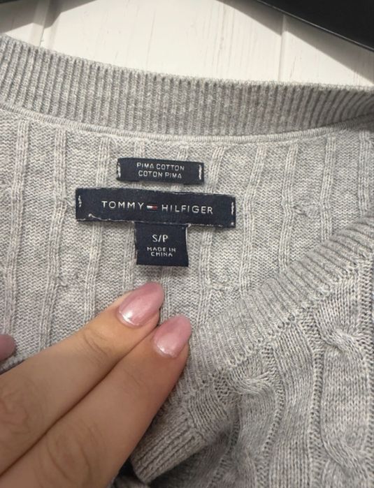 Tommy Hilfiger cardigan gri din Pima Cotton | Mărimea S