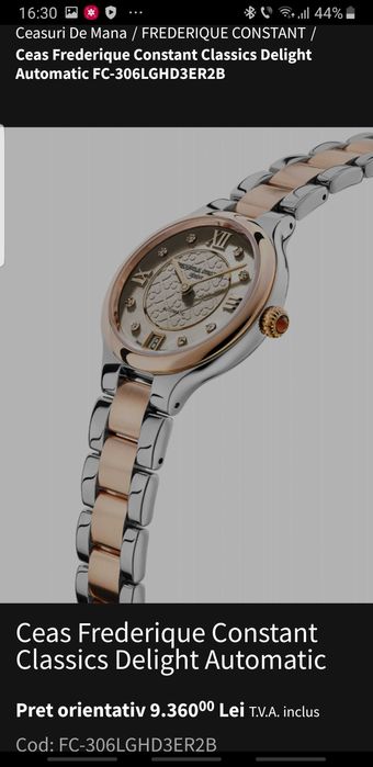 Ceas dama Frederique Constant Automatic Rose Gold/Diamond/Ruby/Pearl