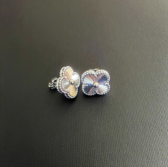 Сребърни обеци с бял седеф - Van Cleef & Arpels VCA Vintage Alhambra