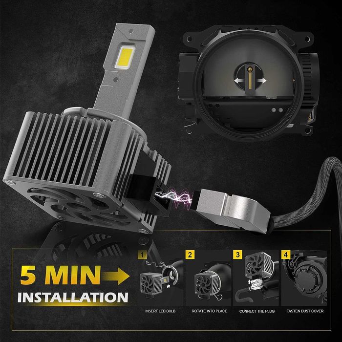 Set 2 Becuri LED Faruri D3S CANBUS 70W 30000LM 6000K Conversie HID LED