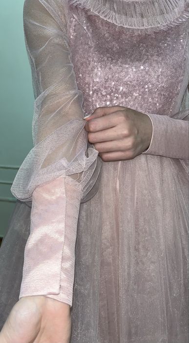 Платье, розовое, длинное, пышное, ношеное