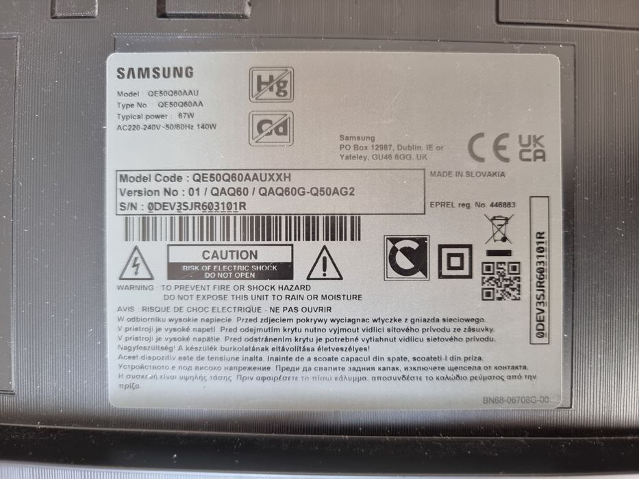 Vand TV Samsung QE50Q60AAU pentru piese.