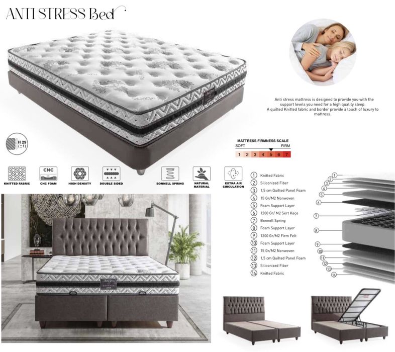 Тапицирана спалня Antistress Bed - Gold Anthracite