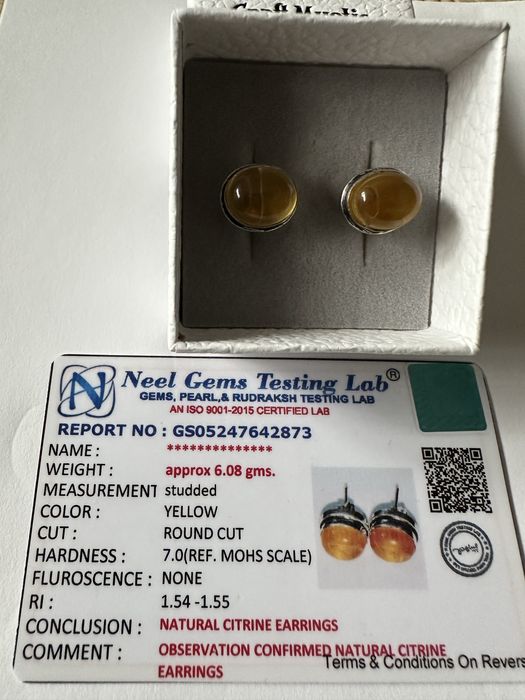 Cercei din argint cu citrin