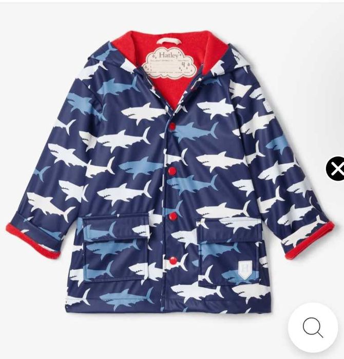 Hatley Sharks Costum ploaie cu culori schimbătoare + cizme copii 4 ani