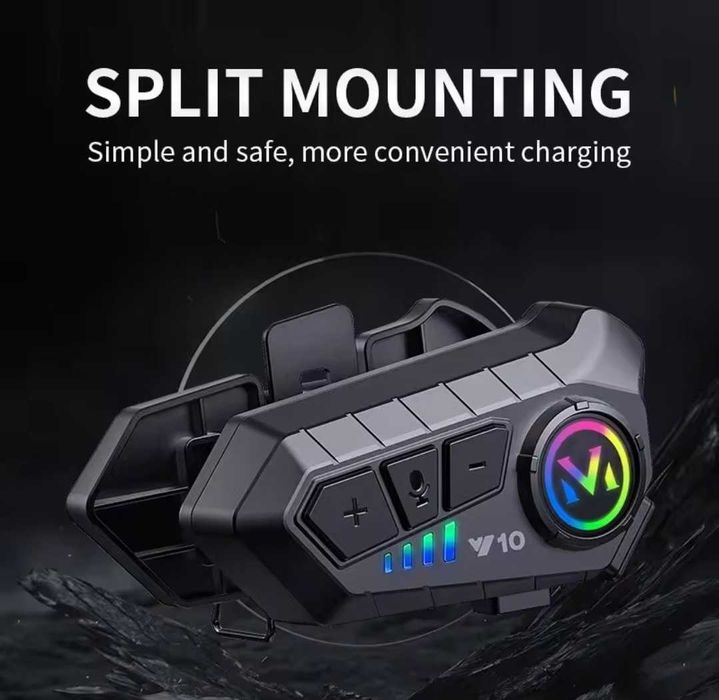 Sistem Bluetooth Casca Moto HandsFree Bluetooth 5.3, reducere a zgomotului, control vocal, raza actiune 20 m, USB-C, IPX6 , 85 × 35 mm, negru