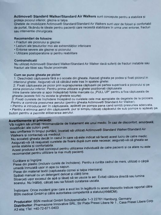 Orteza imobilizare glezna Actimove Joasa Air Walker, S, BNS Medical