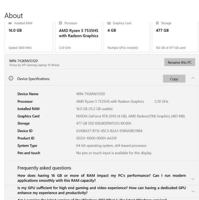 Victus Hp Game noutbook