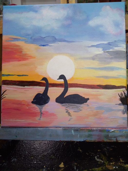 Vând tablou pictat manual pe pânză, dimensiunea este de 30x30 cm.