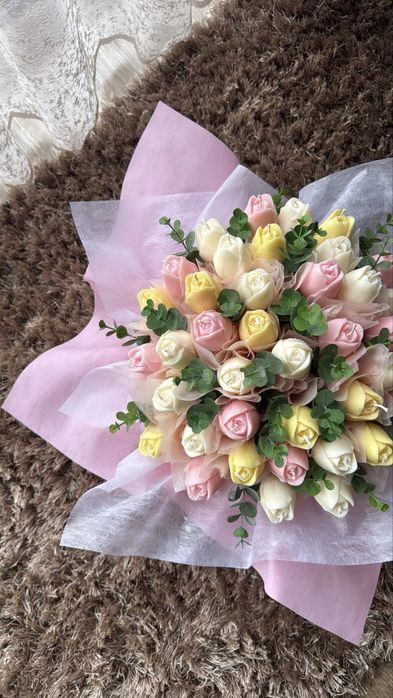 Букет от соеви свещи,цветница,Великден