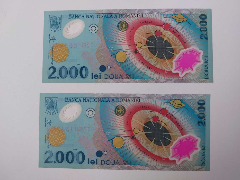 Bancnote seria 002 nefolosite 2000 lei Eclipsa din 1999