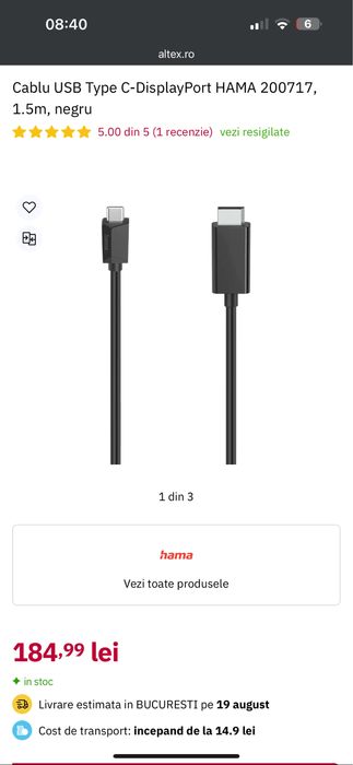 Cablu usb-c display port ULTRA HD