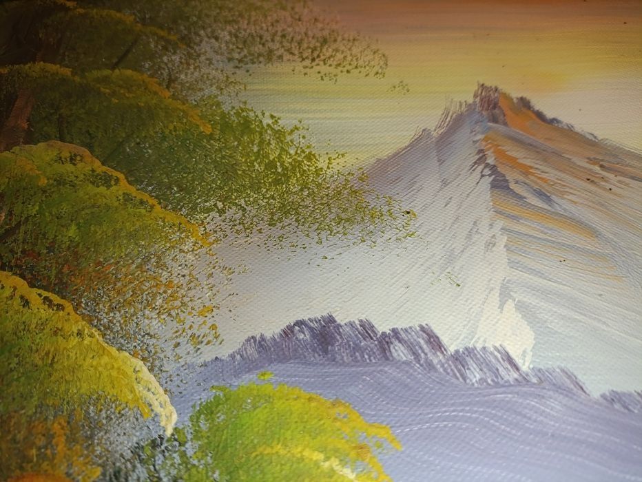 Tablou Pictat "Vârful Înzăpezit în Ceață" Anul 1998