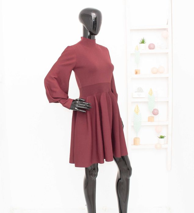 Ted Baker дамска рокля вишнава балон ръкави М