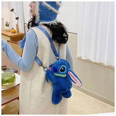 Плюшена 3D раница Стич, раничка Лило и Стич, чанта Stitch
