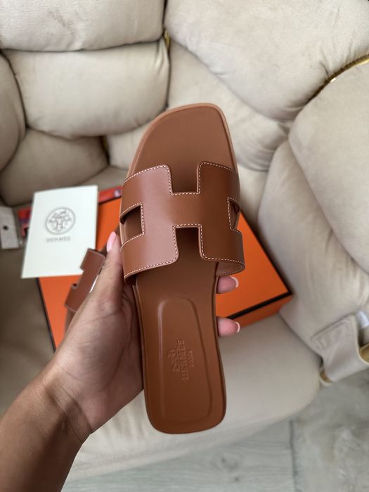 Papuci hermes oran piele naturala