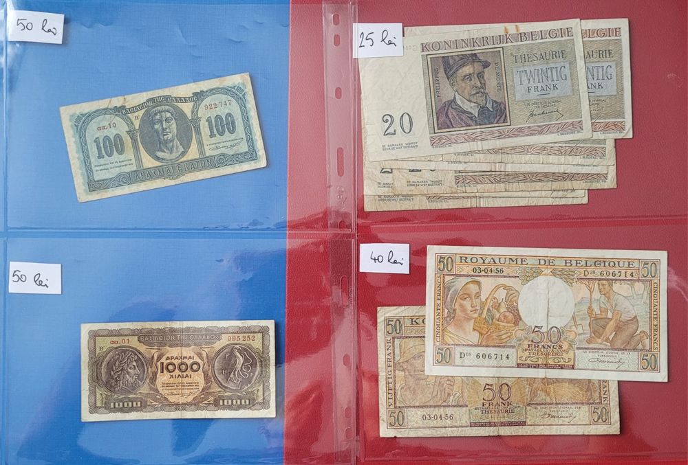 Bancnote  Columbia,Grecia,Olanda  etc bani vechi monede