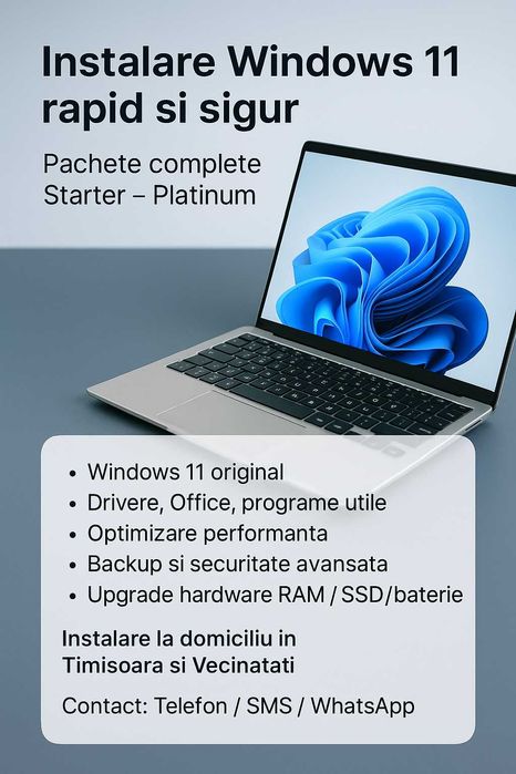Instalare Windows 11 original/ Ubuntu cu Optimizare Laptop sau PC