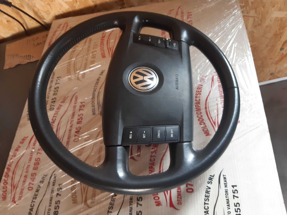 Volan piele complet cu airbag si comenzi vw touareg 7L 2002-2010