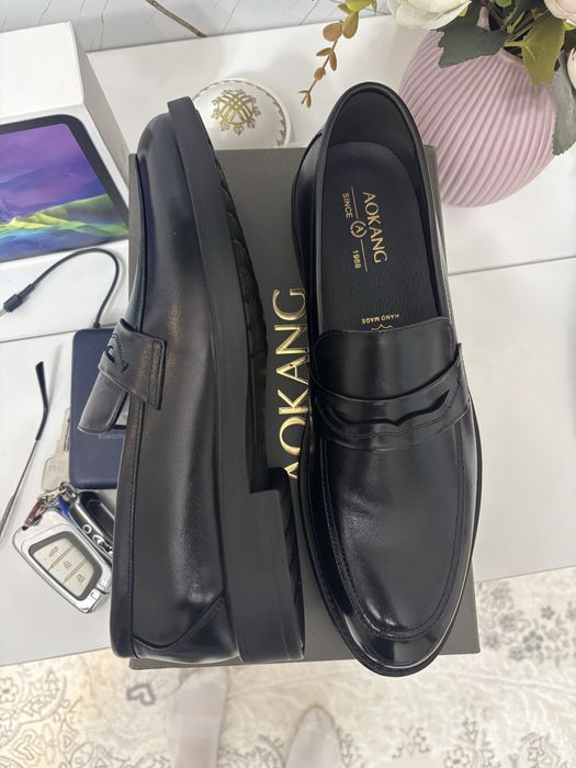 Черные кожаные туфли 44