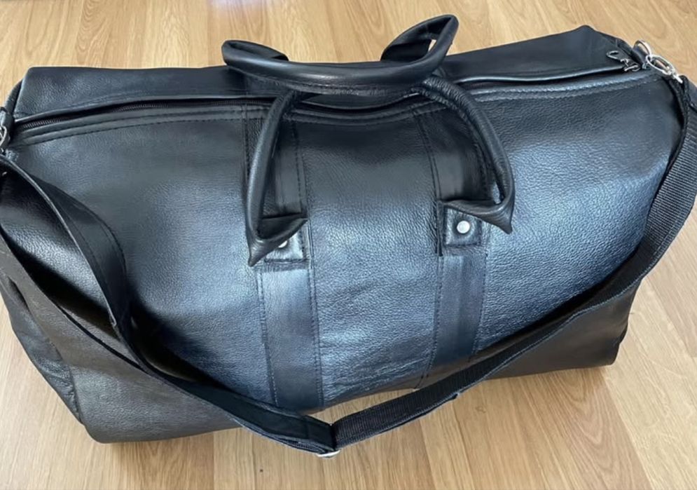 Geanta de voiaj/transport/sala din piele naturala negru