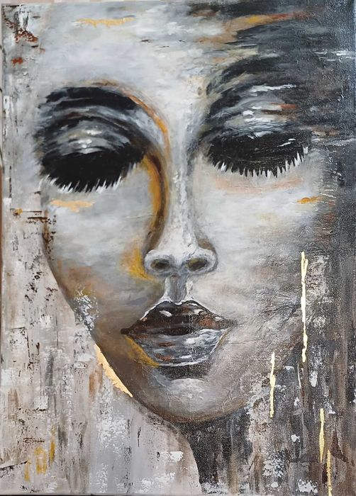 Tablou pictat manual in acrilic 50x70cm "Intrispectie"