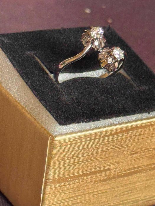 Inel aur alb 18k cu diamante naturale