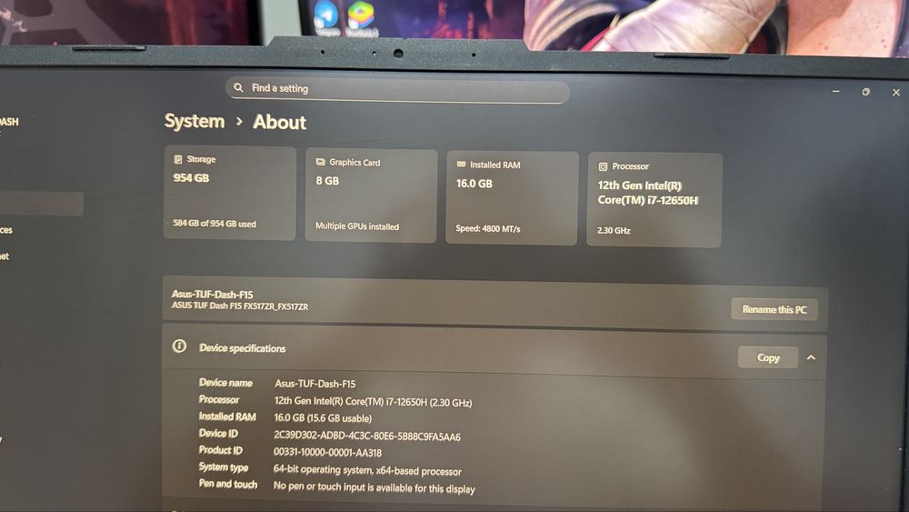 Asus TUF F15 RTX3070