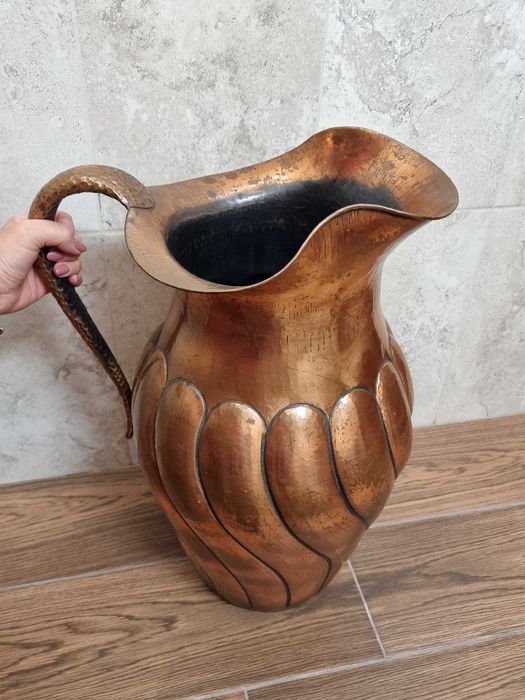 Carafa mare cupru, vaza 52 cm vintage, deosebita