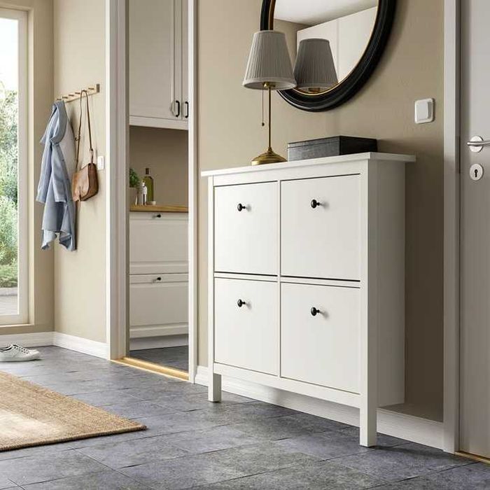 Dulap pantofi cu 4 compartimente, alb, NOU - ASAMBLAT 107x22x101 cm