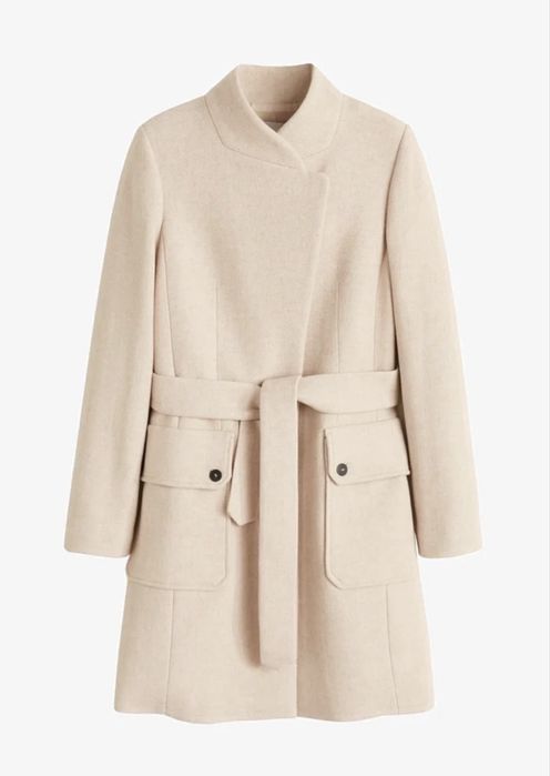 Дамско бежово палто MANGO с колан