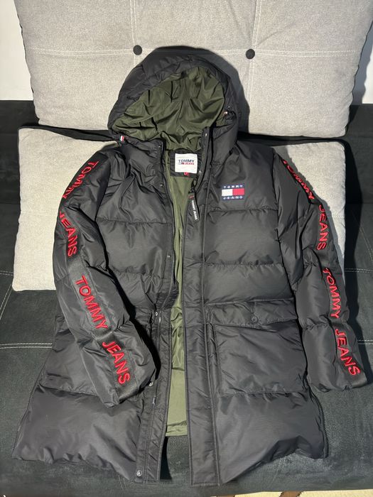 Tommy Hilfiger geaca lunga groasa puf impermeabila M gluga Parka origi