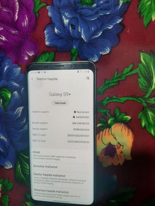 Samsung geleksi s 9 pilus kelishamiz