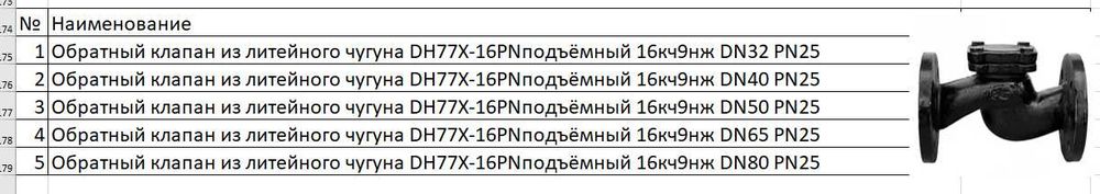Обратный клапан из литейного чугуна DH77X-16PN подъёмный 16кч9нж