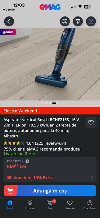 Aspirator vertical BOSCH 2 in 1