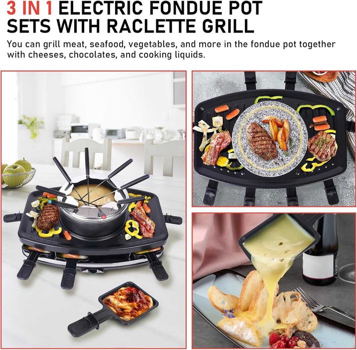 Комплекти електрически съдове за фондю, грил, раклет за 8 души