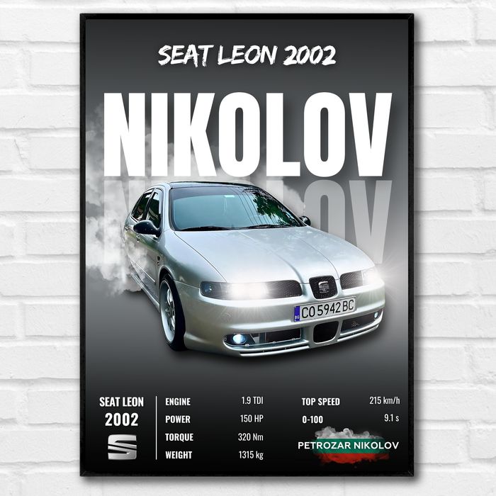 Постер на автомобил - идея за подарък / картина на кола в рамка